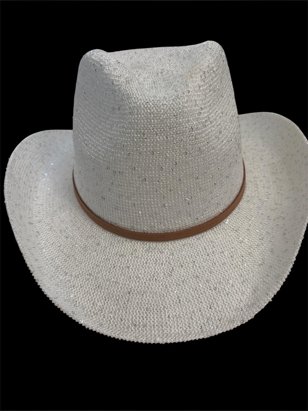 Western cowboy white sequin hat NWT from CC hat company adjustable UPF 50+